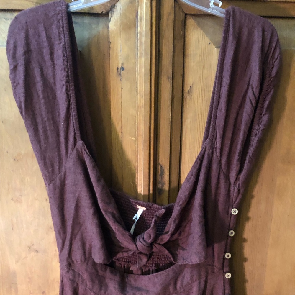 Free People Burgundy Button-Down Dress
